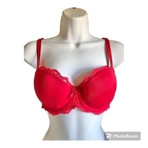 Chantelle pinkish red lace underwire bra 36C